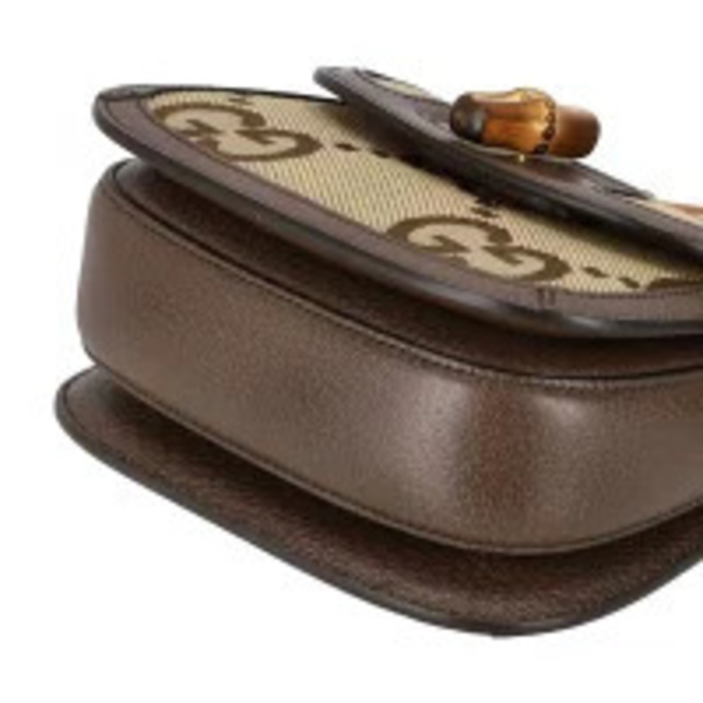 GUCCI Jumbo GG Bamboo Canvas Leather Bag - Picture 3 of 6